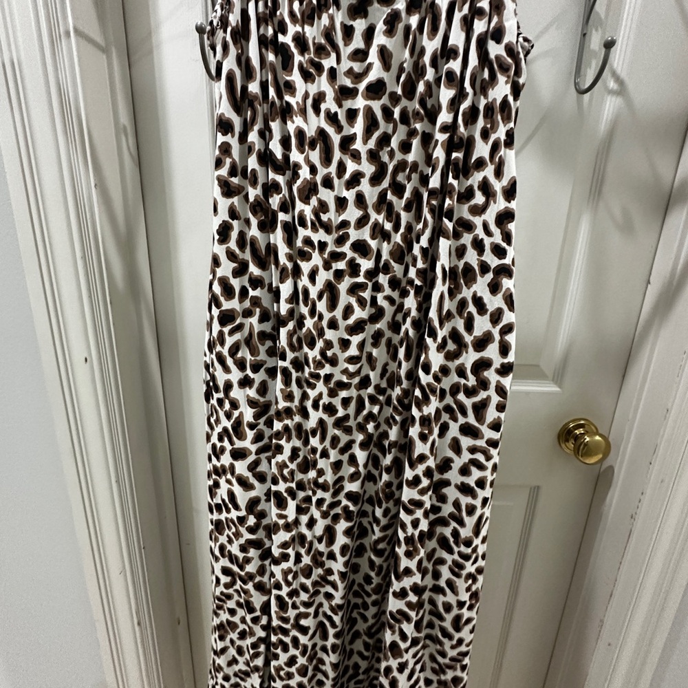 Tribal Femme Brown and White Animal Print High Low Dress